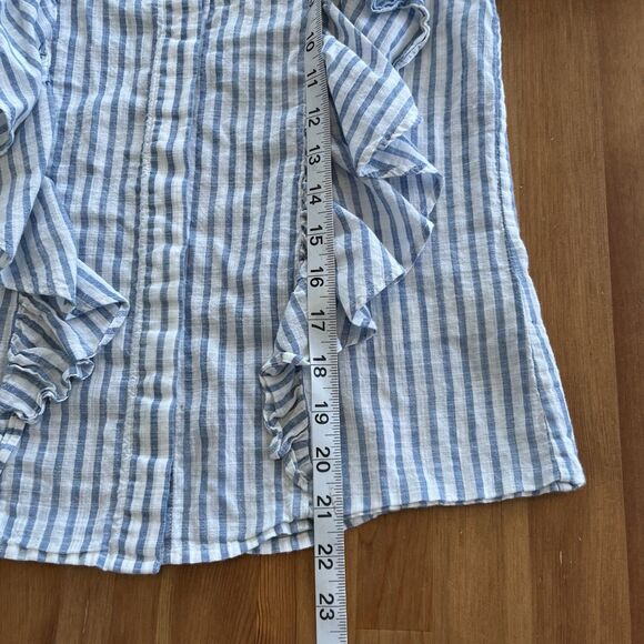 Rebecca Minkoff Blouse Women's XS Ciera Ruffle Top Striped Button Up Victorian - Picture 15 of 15